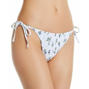 B-474 Aqua Swim Sweet Valley Tie-side Smocked Bikini Bottom WHITE size M